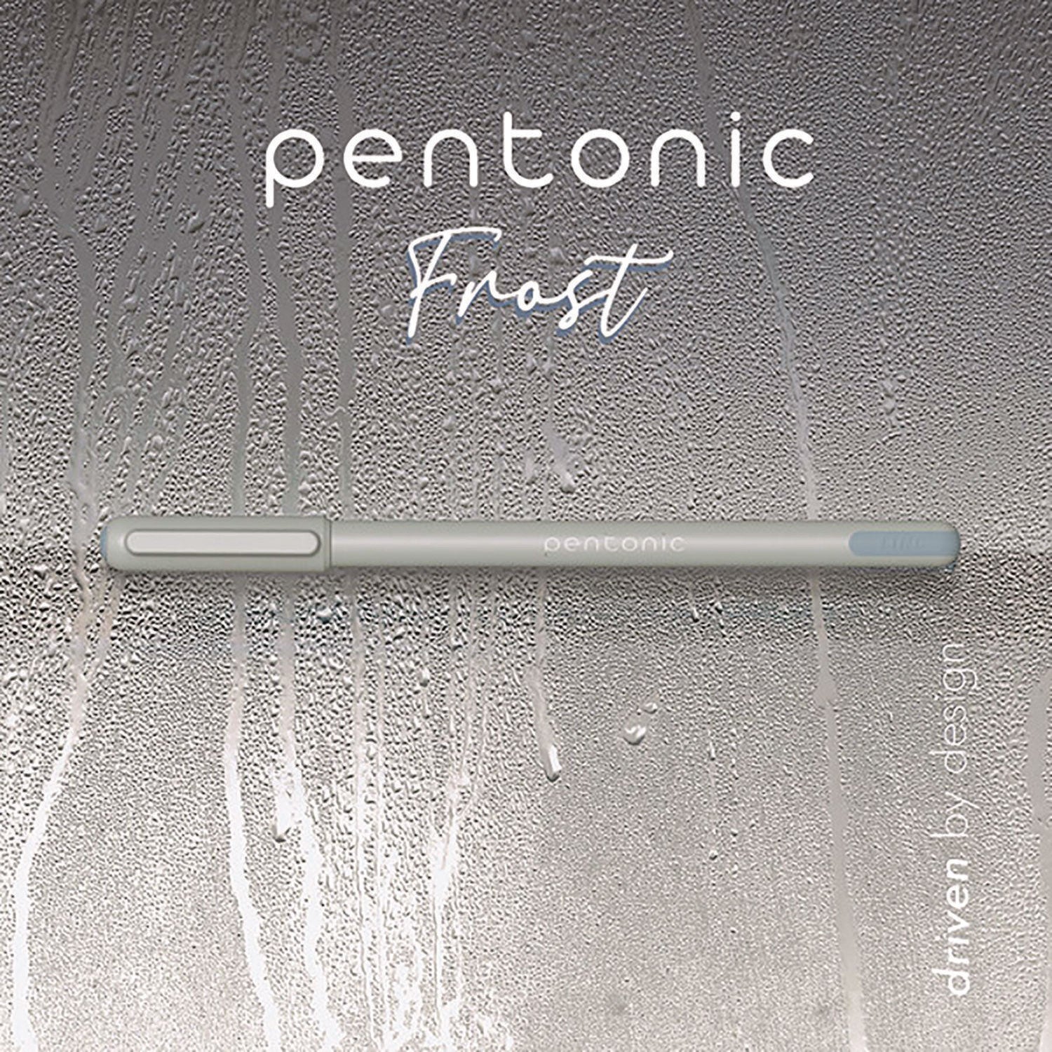 TOPS PENTONIC Frost Pen, Stick, Fine 0.7 mm, Black Ink, Pale Gray Barrel, 10/Pack (13086)