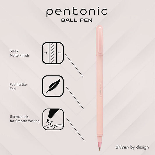 TOPS PENTONIC Frost Pen, Stick, Fine 0.7 mm, Red Ink, Pale Pink Barrel, 10/Pack (13087)