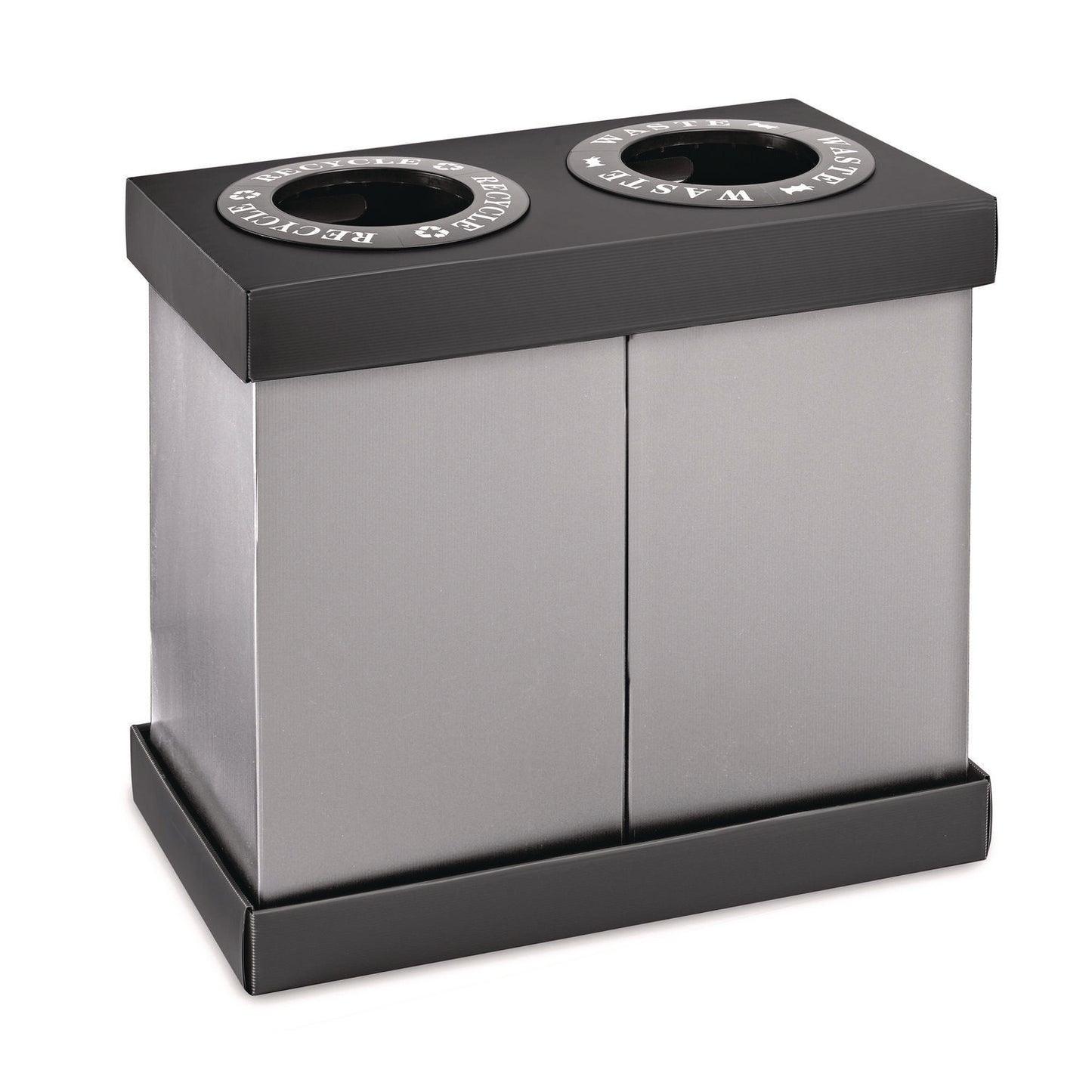 Alpine 28 Gal Indoor Trash Can and Recycling Bin, Corrugated Polypropylene, Gray, 2 Bin (ALP47102BLK)