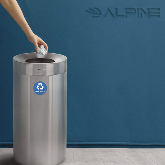 Alpine 27 Gallon Stainless Steel Recycling Can, Brushed Stainless Steel (ALP47527R)