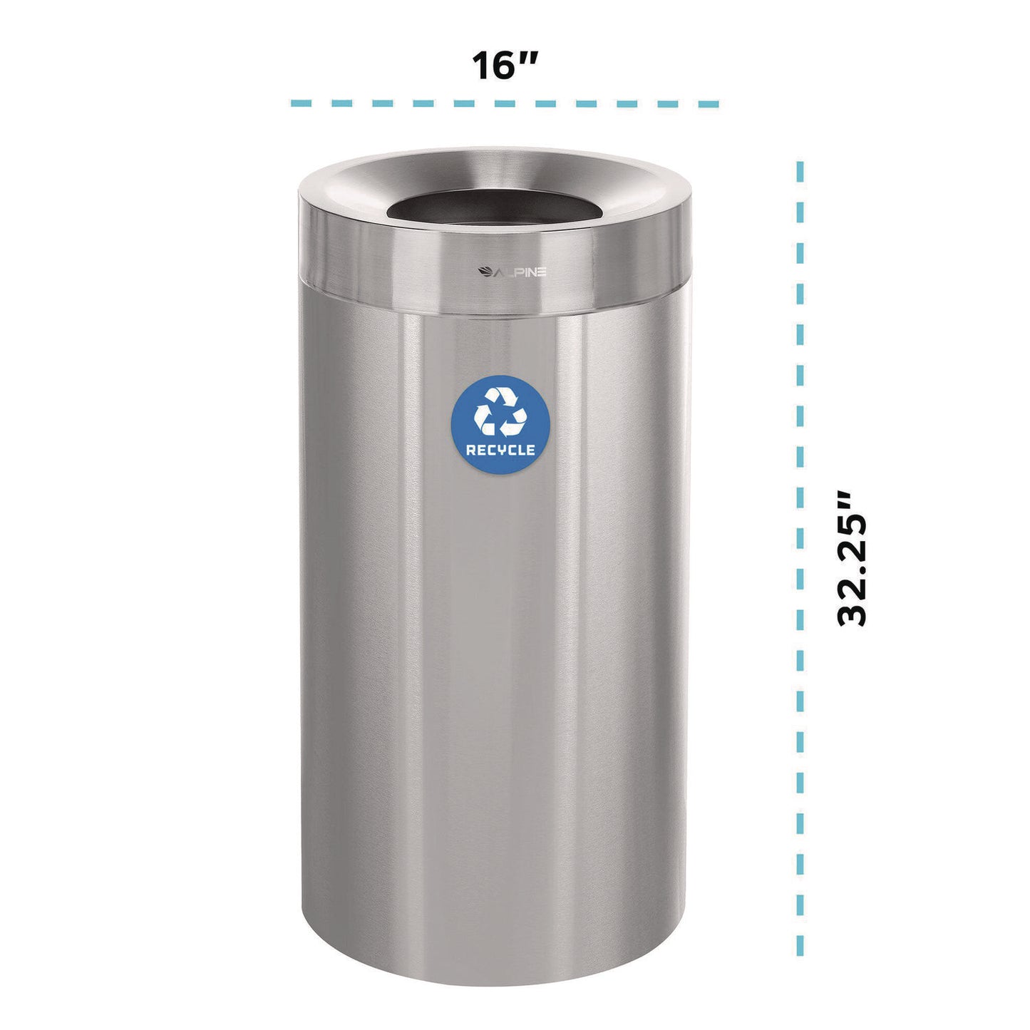 Alpine 27 Gallon Stainless Steel Recycling Can, Brushed Stainless Steel (ALP47527R)