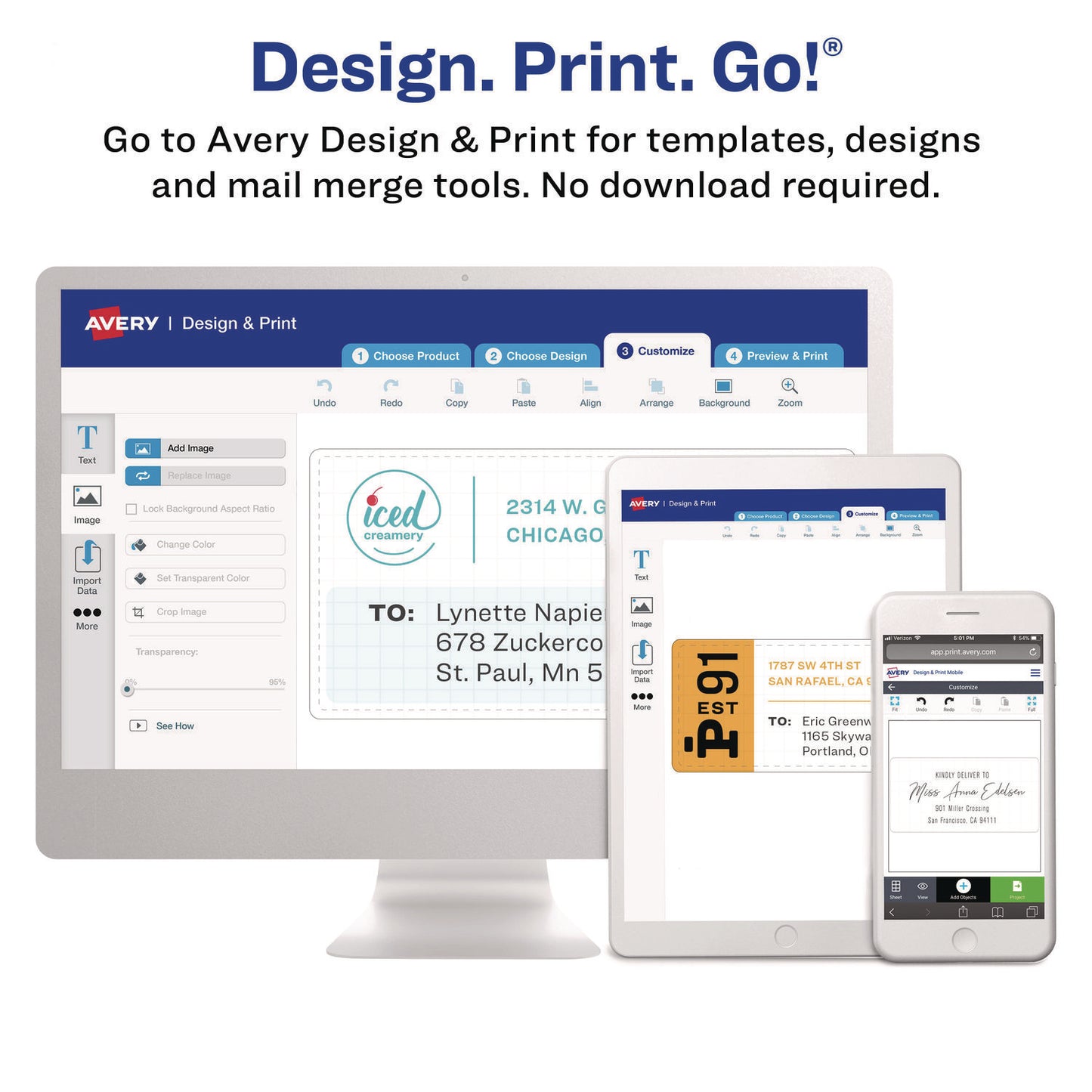 Avery Shipping Labels with TrueBlock Technology, Inkjet/Laser Printers, 4 x 3, White, 2/Sheet, 20 Sheets/Pack (05286)