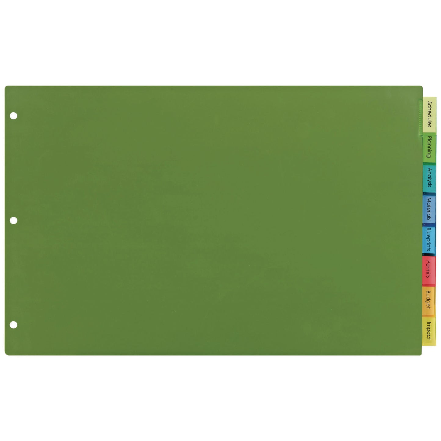 Avery Insertable Big Tab Plastic Dividers, 8-Tab, 11 x 17, Green, 1 Set (11179)