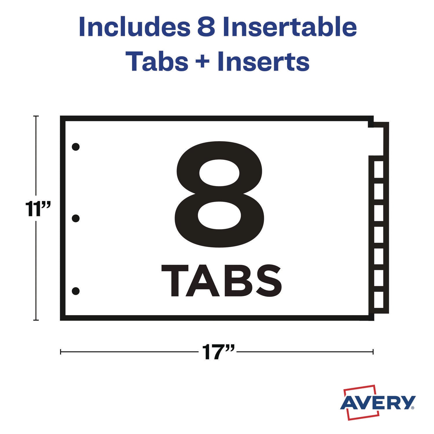 Avery Insertable Big Tab Plastic Dividers, 8-Tab, 11 x 17, Green, 1 Set (11179)