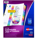 Avery Customizable Table of Contents Ready Index Multicolor Dividers, 26-Tab, A to Z, 11 x 8.5, White, 6 Sets (11832)
