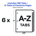 Avery Customizable Table of Contents Ready Index Multicolor Dividers, 26-Tab, A to Z, 11 x 8.5, White, 6 Sets (11832)