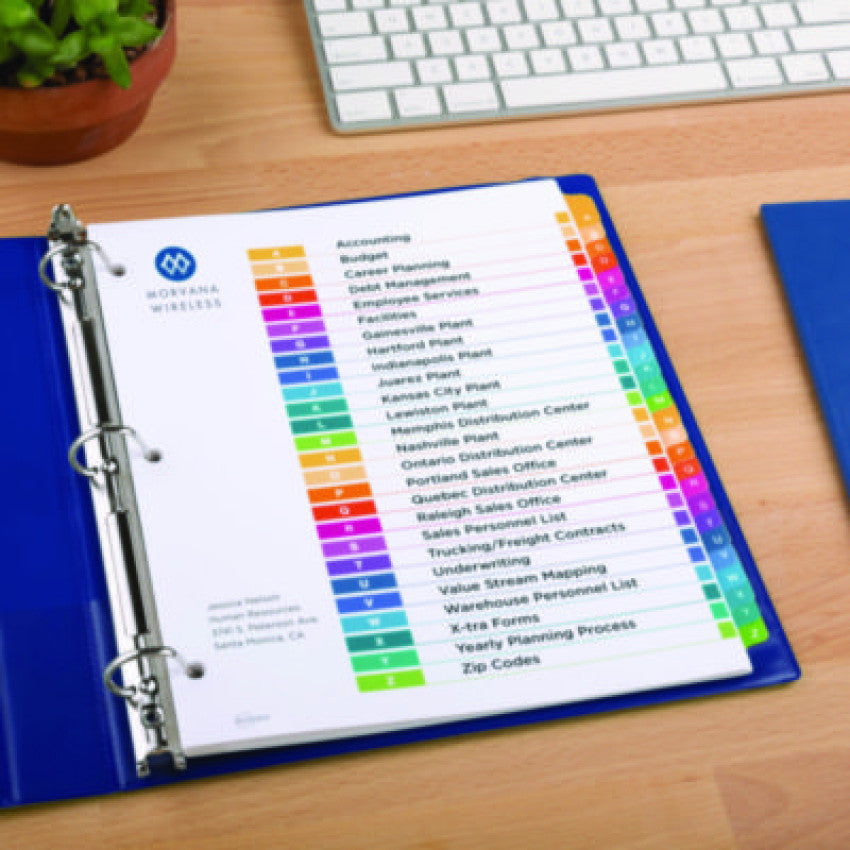 Avery Customizable Table of Contents Ready Index Multicolor Dividers, 26-Tab, A to Z, 11 x 8.5, White, 6 Sets (11832)