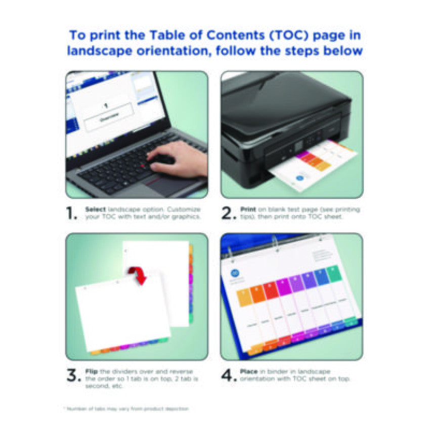 Avery Customizable Table of Contents Ready Index Multicolor Dividers, 26-Tab, A to Z, 11 x 8.5, White, 6 Sets (11832)
