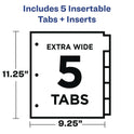 Avery Big Tab Insertable Two-Pocket Plastic Dividers, 5-Tab, 11.13 x 9.25, Assorted, 1 Set (11982)