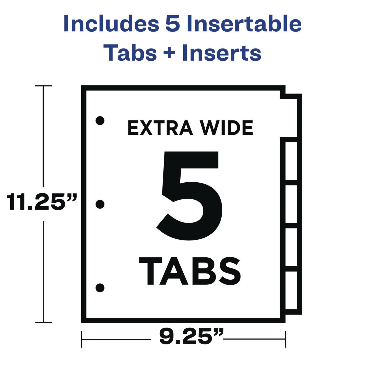 Avery Big Tab Insertable Two-Pocket Plastic Dividers, 5-Tab, 11.13 x 9.25, Assorted, 1 Set (11982)