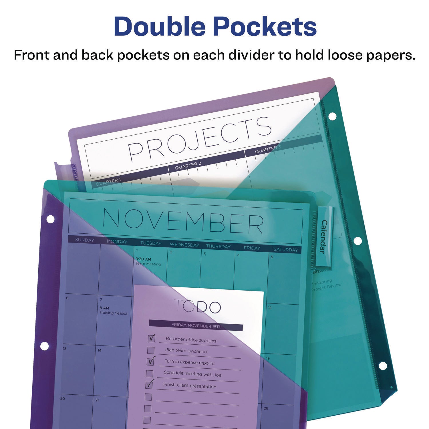 Avery Big Tab Insertable Two-Pocket Plastic Dividers, 5-Tab, 11.13 x 9.25, Assorted, 1 Set (11982)