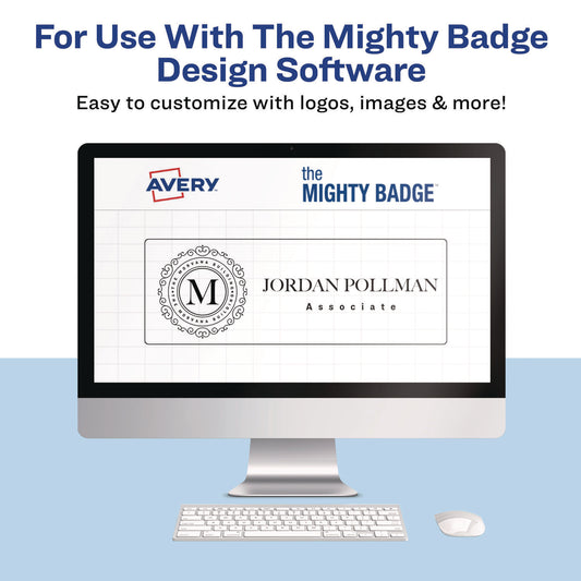 Avery The Mighty Badge Name Badge Inserts, 1 x 3, Clear, Laser, 20/Sheet, 5 Sheets/Pack (71210)