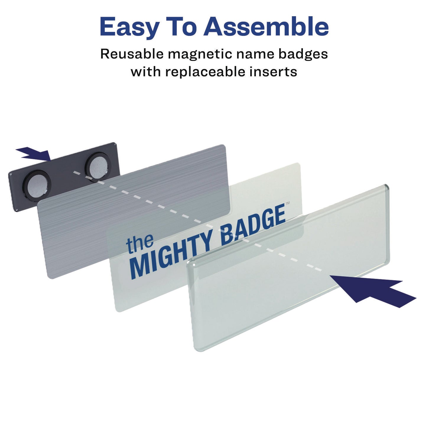 Avery The Mighty Badge Name Badge Inserts, 1 x 3, Clear, Laser, 20/Sheet, 5 Sheets/Pack (71210)