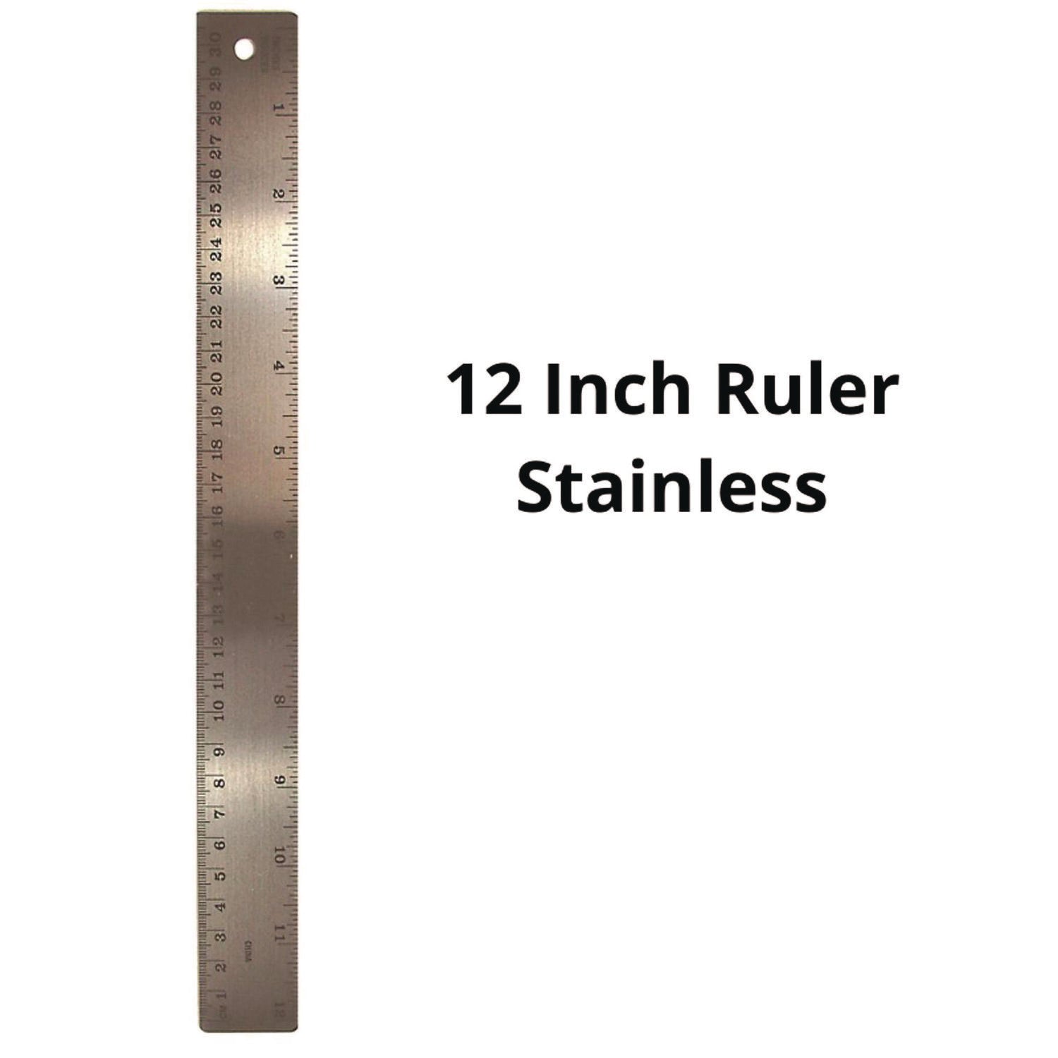 The Pencil Grip Stainless Steel Ruler, Standard/Metric, 12" Long, Silver, 72/Carton (15272)