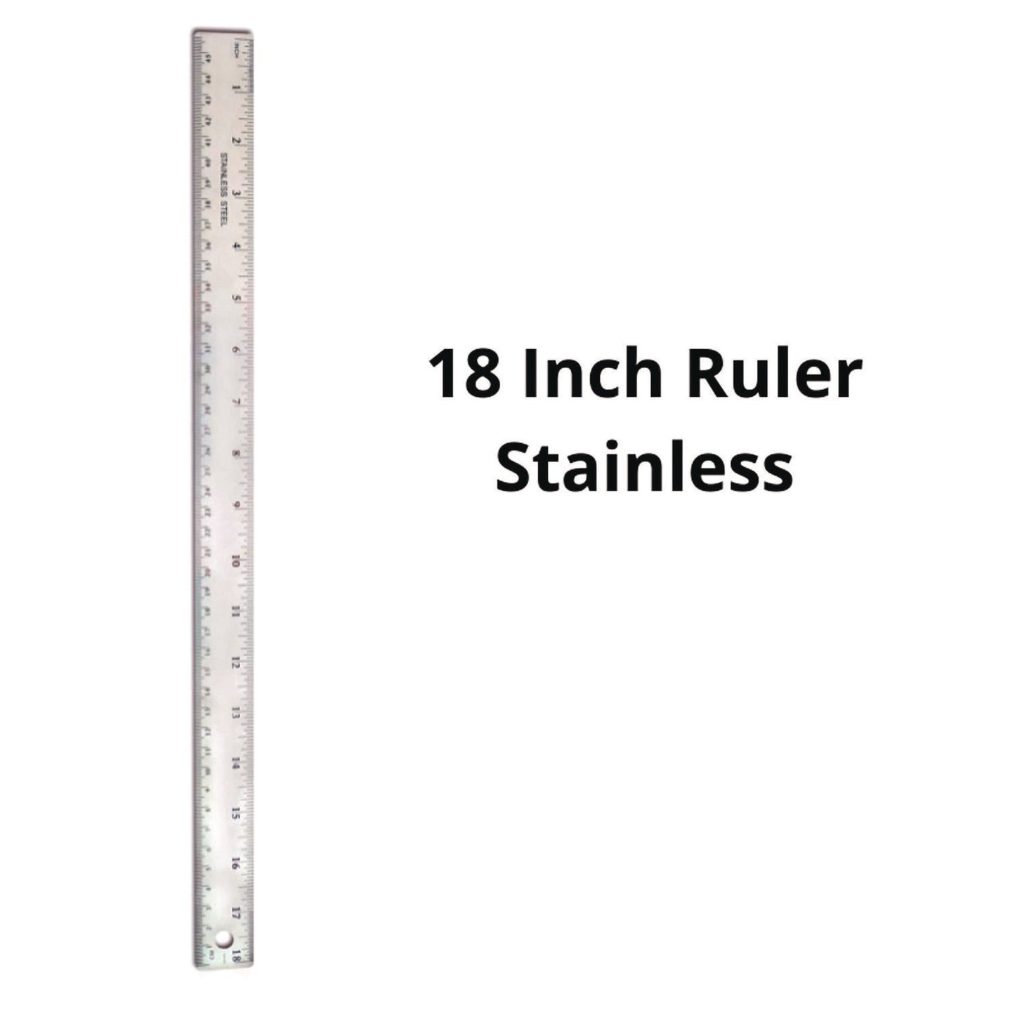 The Pencil Grip Stainless Steel Ruler, Standard/Metric, 18" Long, Silver, 36/Carton (15836)