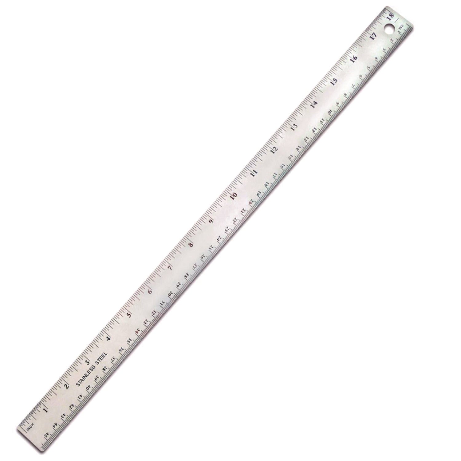 The Pencil Grip Stainless Steel Ruler, Standard/Metric, 18" Long, Silver, 36/Carton (15836)