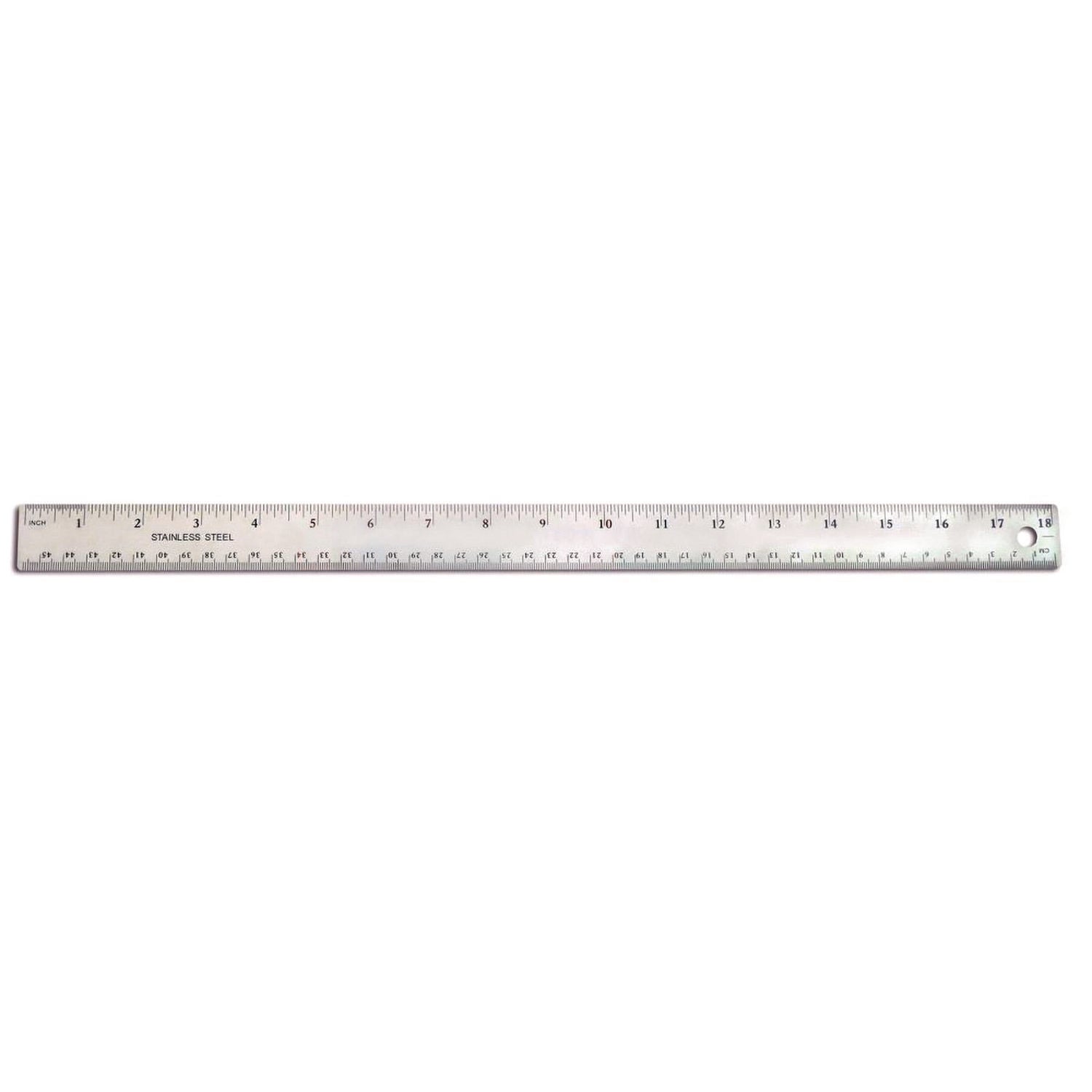 The Pencil Grip Stainless Steel Ruler, Standard/Metric, 18" Long, Silver, 36/Carton (15836)