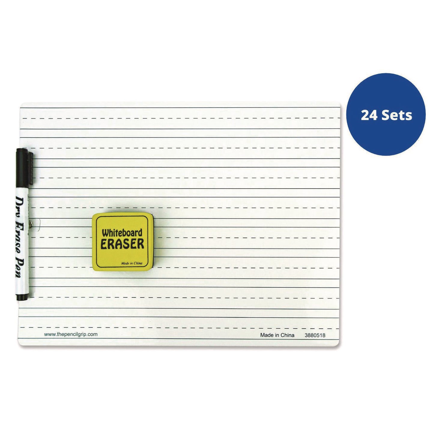 The Pencil Grip Dry Erase Whiteboard Student Starter Kits with Markers and Erasers, 11.75" x 9", White Surface, 24/Carton (38824)