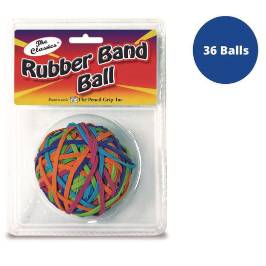 The Pencil Grip Rubber Band Ball, 2.5" Diameter, Assorted Colors, 250 Bands/Ball, 36/Carton (58136)