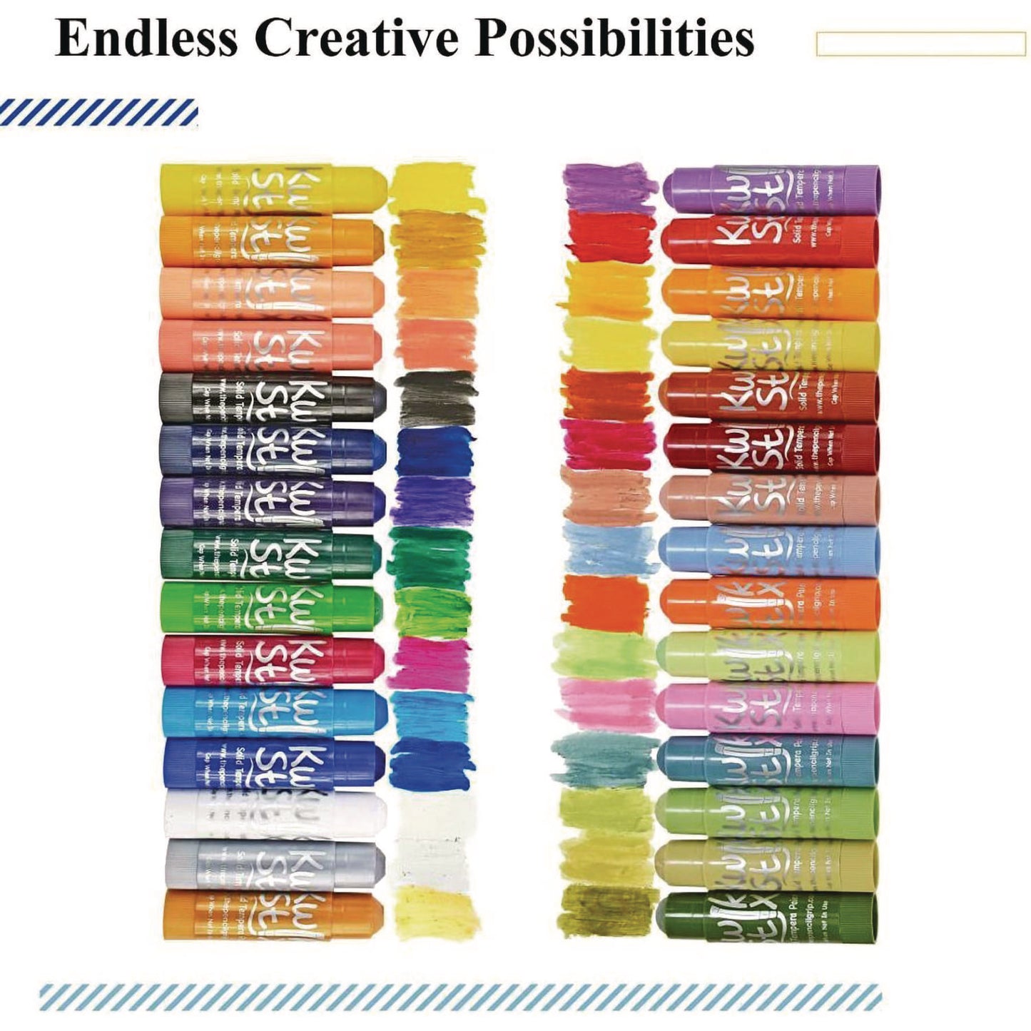 The Pencil Grip Kwik Stix Tempera Paint Set, 30 Assorted Colors, 30/Pack, 6 Packs/Carton (68106)