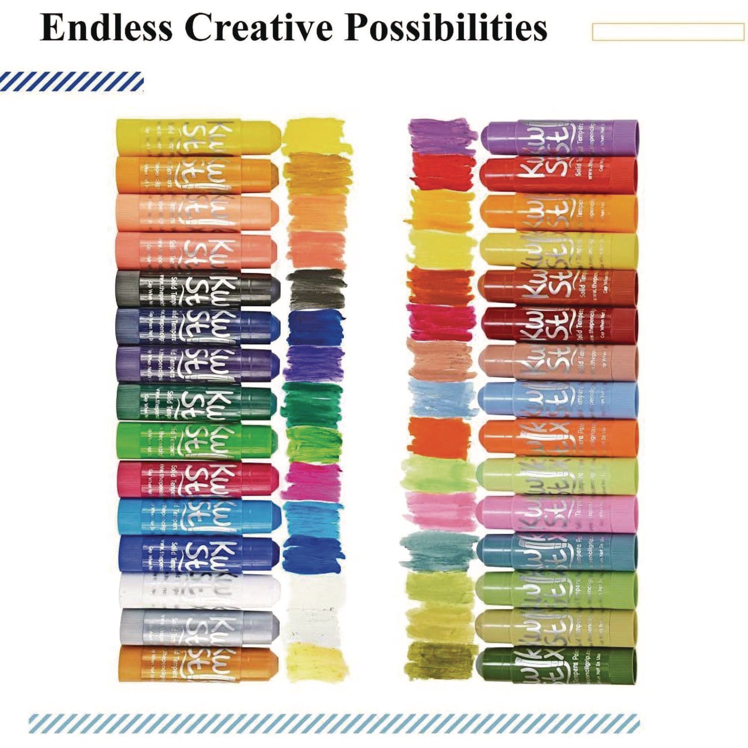 The Pencil Grip Kwik Stix Tempera Paint Set, 30 Assorted Colors, 30/Pack, 6 Packs/Carton (68106)