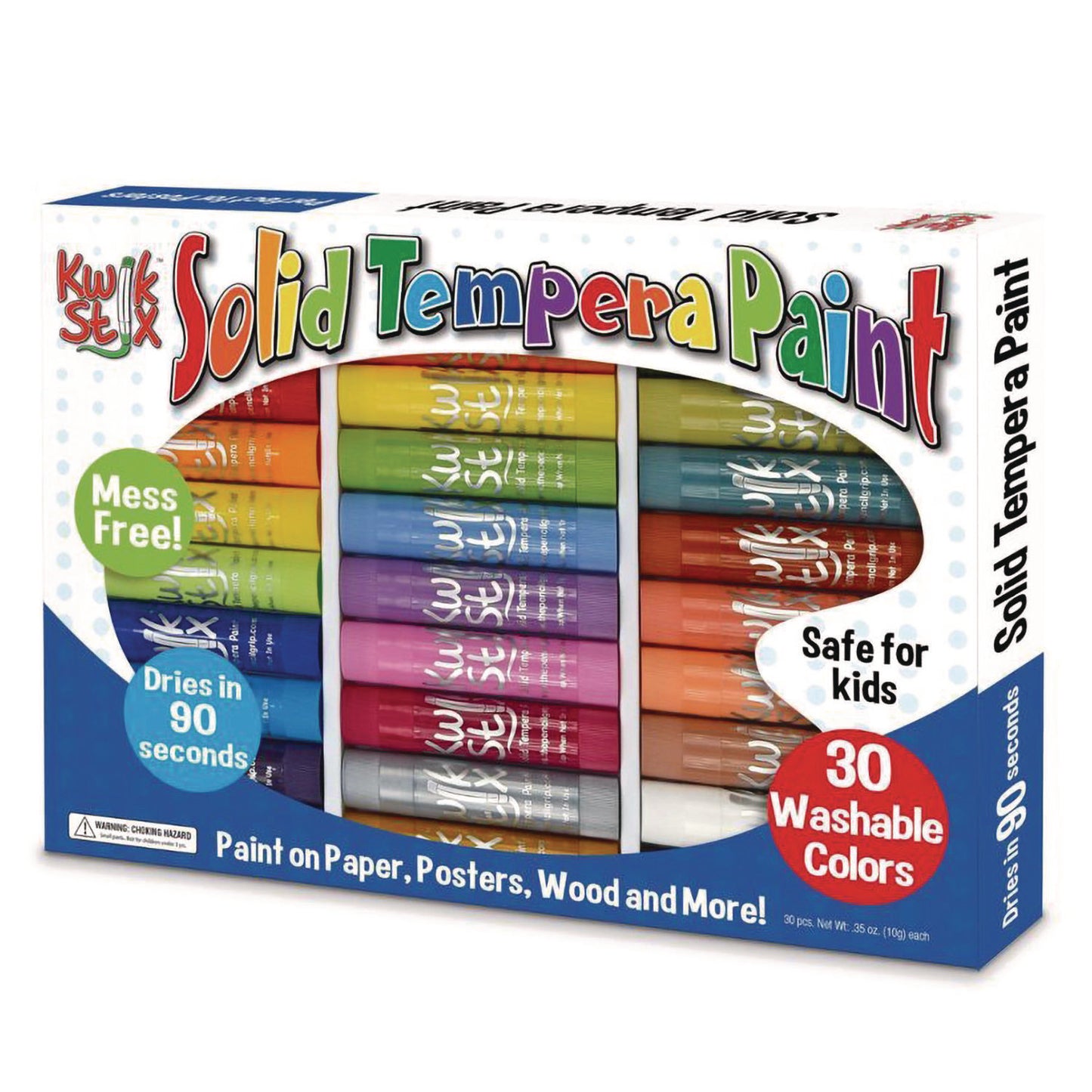 The Pencil Grip Kwik Stix Tempera Paint Set, 30 Assorted Colors, 30/Pack, 6 Packs/Carton (68106)