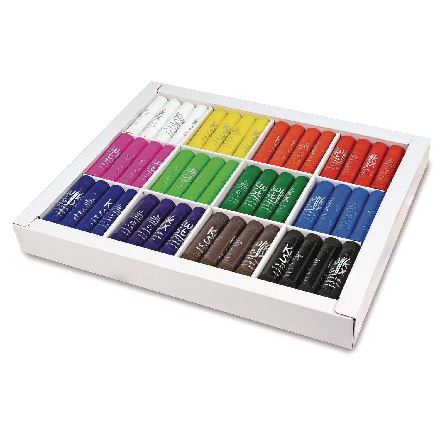 The Pencil Grip Kwik Stix Tempera Paint Set, 12 Assorted Colors, 96/Pack, 2 Packs/Carton (69602)