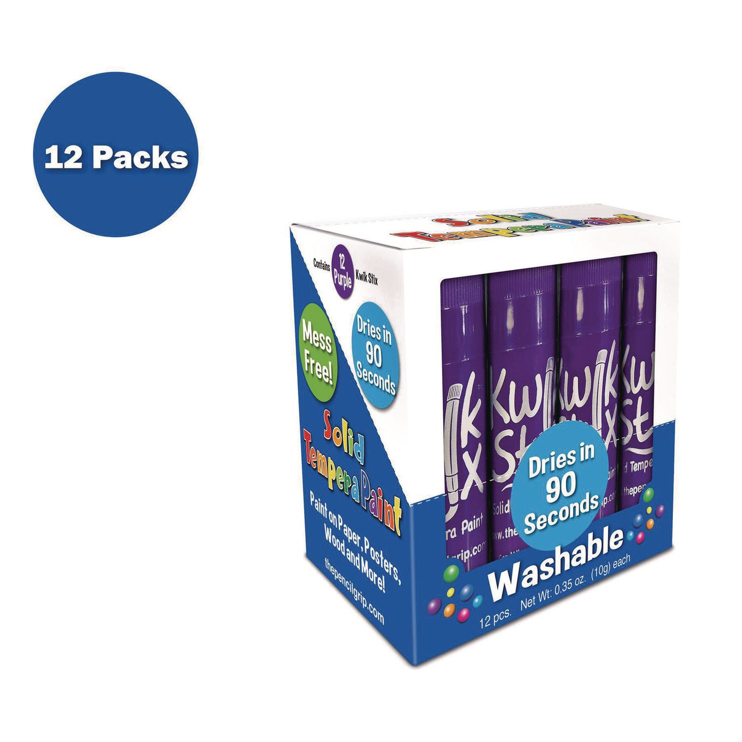 The Pencil Grip Kwik Stix Single Color Pack, 0.7" x 3.5", Purple, 12/Pack, 12 Packs/Carton (6005012)
