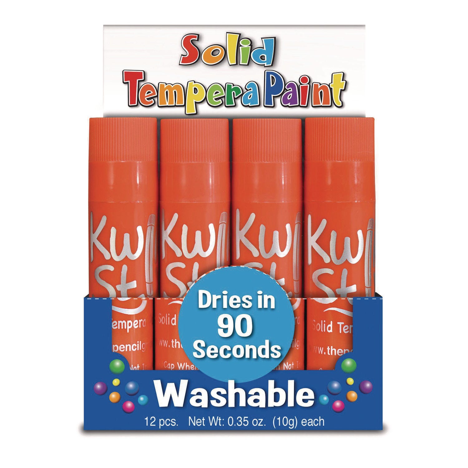 The Pencil Grip Kwik Stix Single Color Pack, 0.7" x 3.5", Orange, 12/Pack, 12 Packs/Carton (6008012)