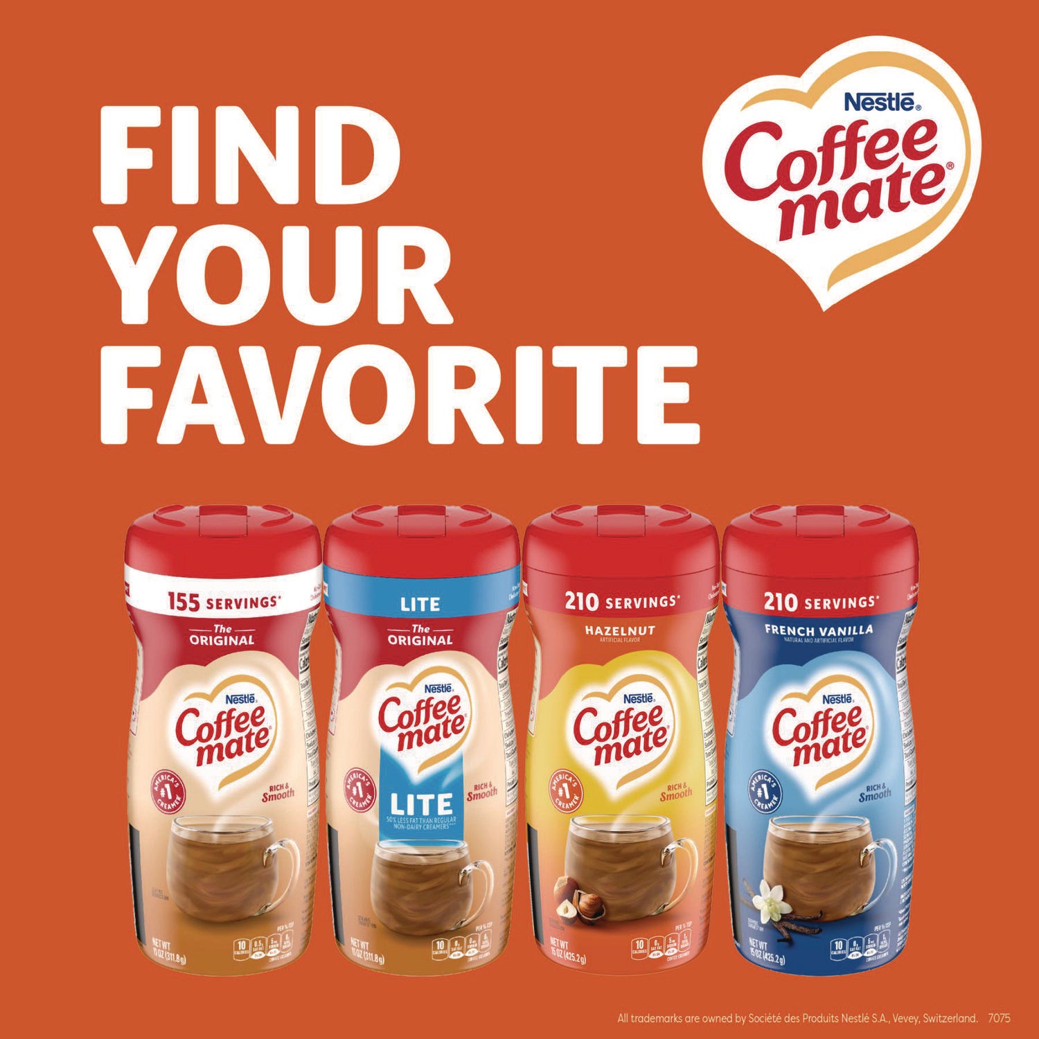 Coffee-mate Hazelnut Creamer Powder, 15oz Plastic Bottle (12345)