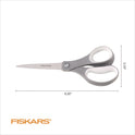 Fiskars Contoured Performance Scissors, 8" Long, 3.13" Cut Length, Straight Gray Softgrip Handle (1160001005)