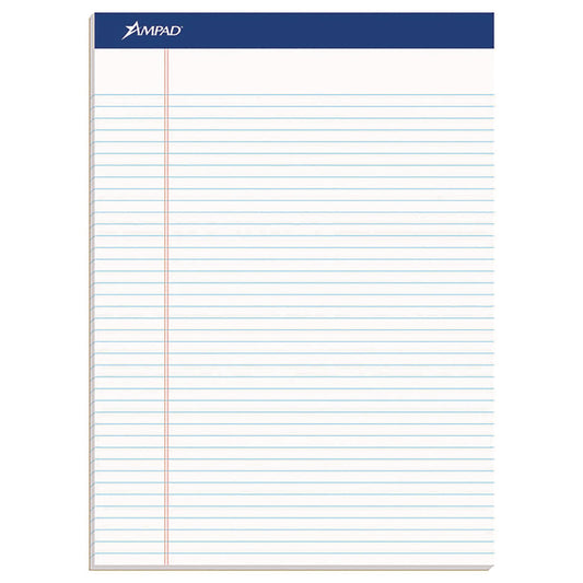 Ampad Perforated Writing Pads, Narrow Rule, 50 White 8.5 x 11.75 Sheets, Dozen (20322)