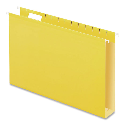 Pendaflex Extra Capacity Reinforced Hanging File Folders with Box Bottom, 2" Capacity, Legal Size, 1/5-Cut Tabs, Yellow, 25/Box (4153X2YEL)