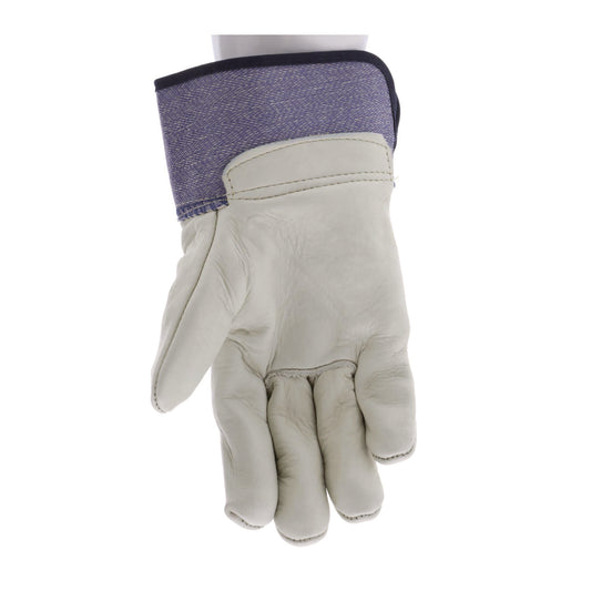 MCR Safety Mustang Leather Palm Gloves, Blue/Cream, Large, 12 Pairs (1935L)