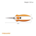 Fiskars Micro-Tip Easy Action Scissors, 6.1" Long, 1.75 Cut Length, Orange/White Handle (1069767)