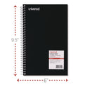 Universal Wirebound Notebook, 3-Subject, Medium/College Rule, Black Cover, (120) 9.5 x 6 Sheets (66410)