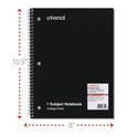 Universal Wirebound Notebook, 1-Subject, Medium/College Rule, Black Cover, (70) 10.5 x 8 Sheets (66610)