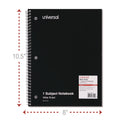 Universal Wirebound Notebook, 1-Subject, Wide/Legal Rule, Black Cover, (70) 10.5 x 8 Sheets (66620)