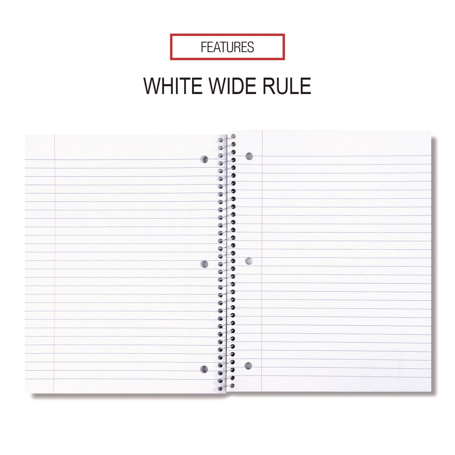 Universal Wirebound Notebook, 1-Subject, Wide/Legal Rule, Black Cover, (70) 10.5 x 8 Sheets (66620)