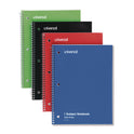 Universal Wirebound Notebook, 1-Subject, Wide/Legal Rule, Assorted Cover Colors, (70) 10.5 x 8 Sheets, 4/Pack (66624)