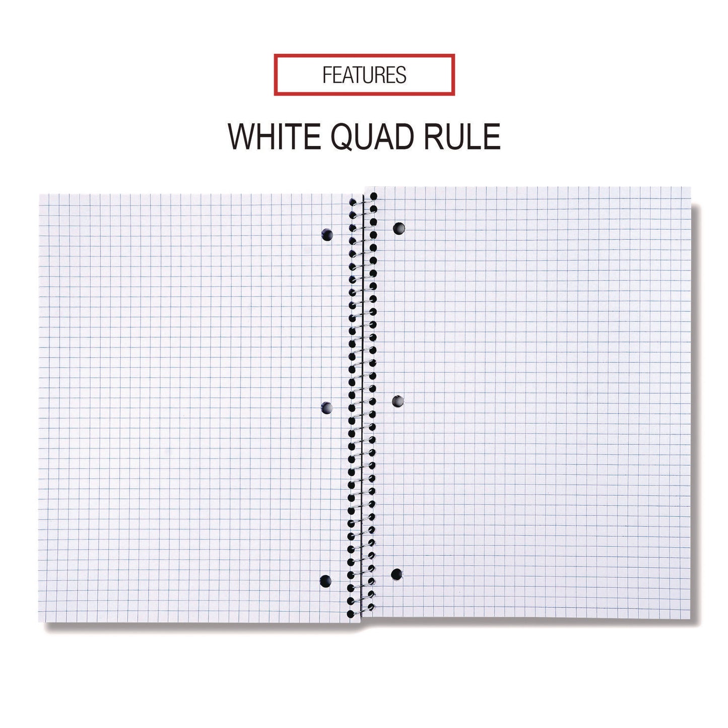 Universal Wirebound Notebook, 1-Subject, Quadrille Rule (4 sq/in), Black Cover, (70) 10.5 x 8 Sheets (66630)