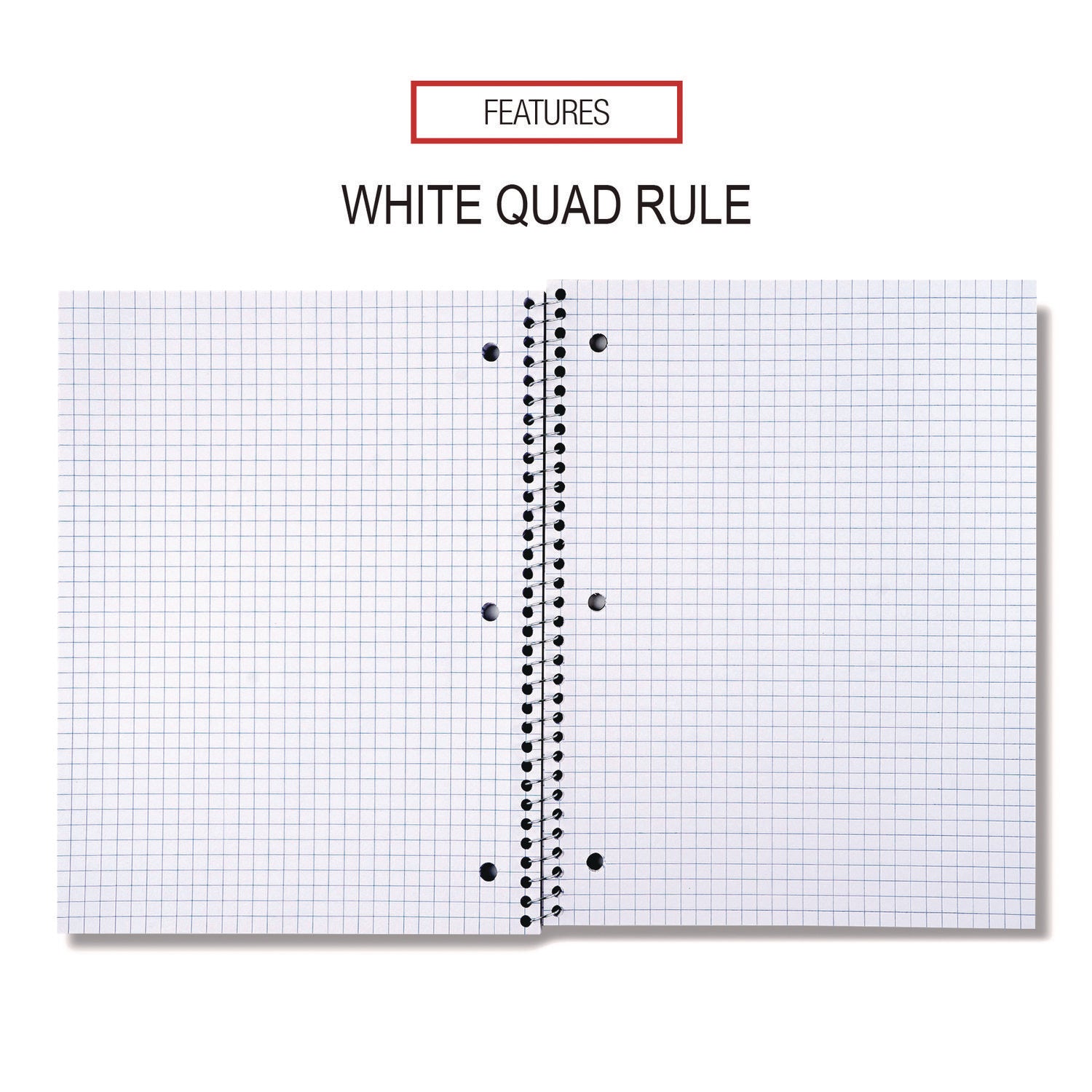 Universal Wirebound Notebook, 1-Subject, Quadrille Rule (4 sq/in), Black Cover, (70) 10.5 x 8 Sheets (66630)