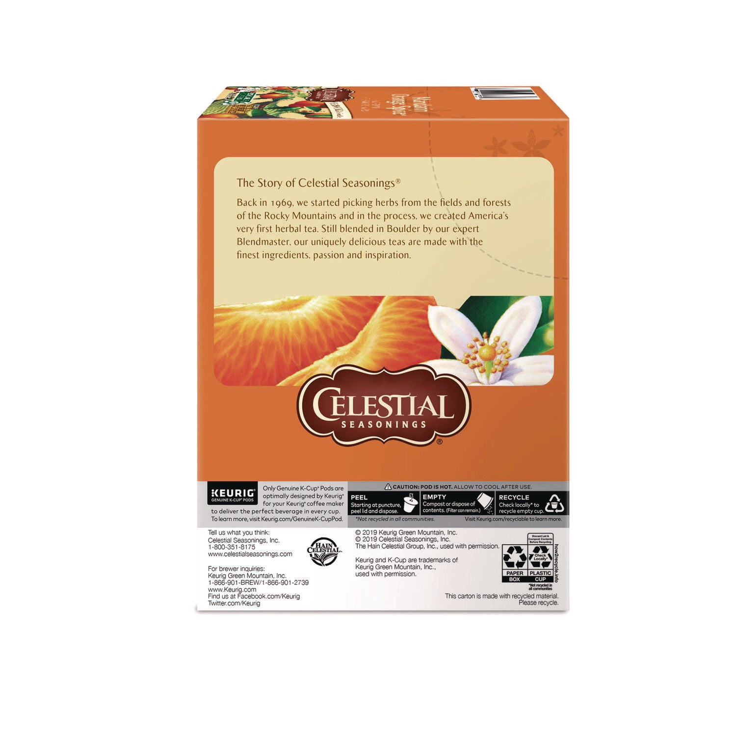 Celestial Seasonings Mandarin Orange Spice Herb Tea K-Cups 24/Box (14735)