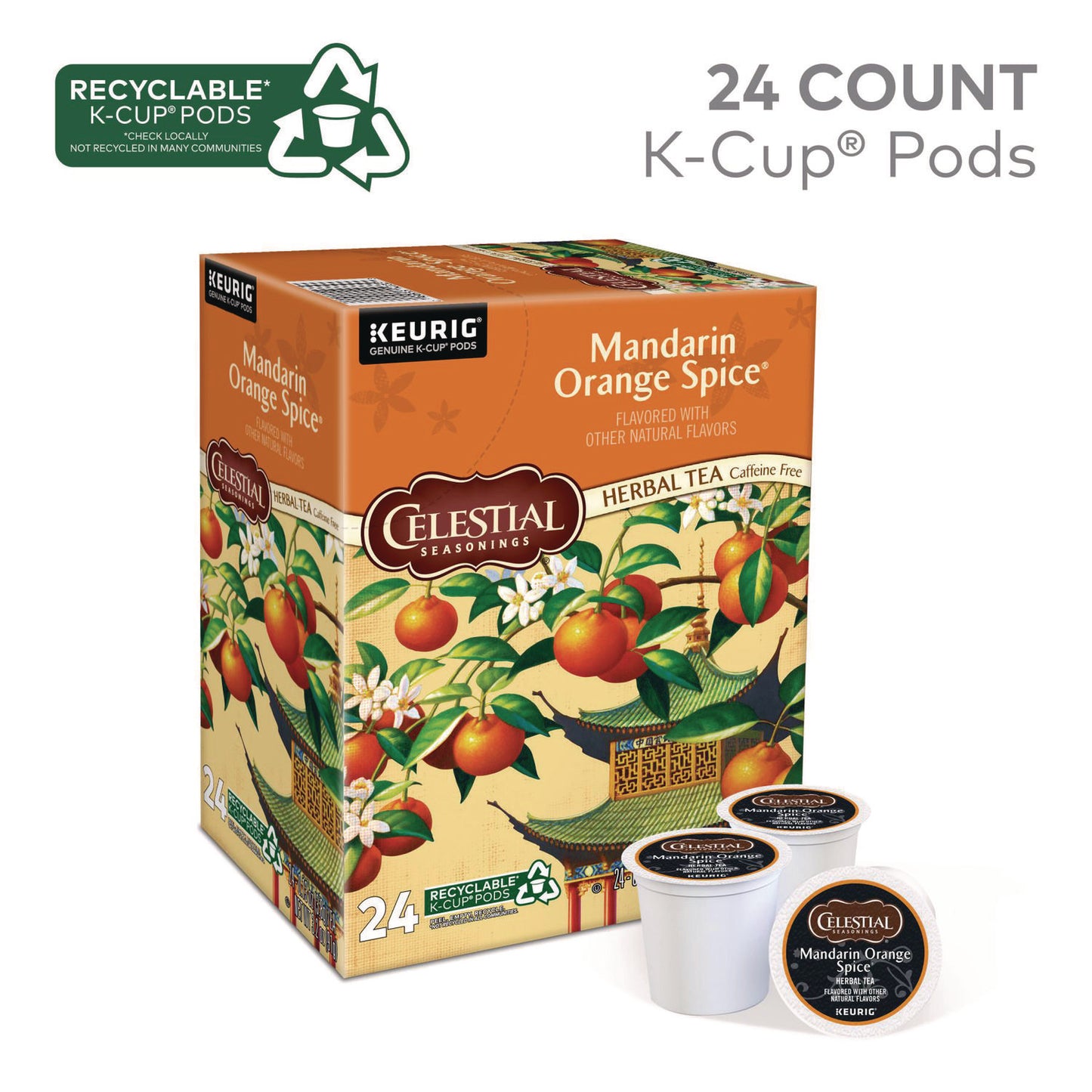 Celestial Seasonings Mandarin Orange Spice Herb Tea K-Cups 24/Box (14735)