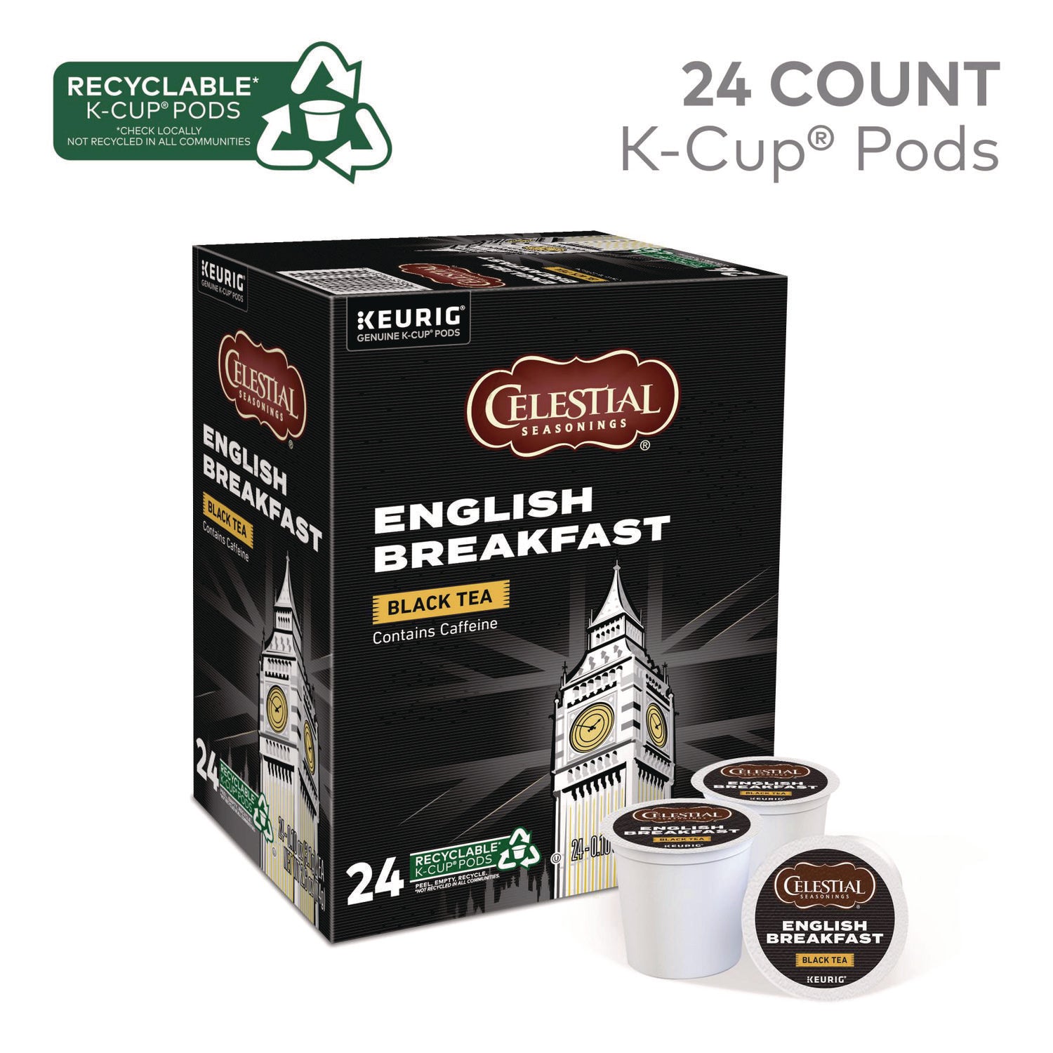 Celestial Seasonings English Breakfast Black Tea K-Cups, 24/Box (14731)