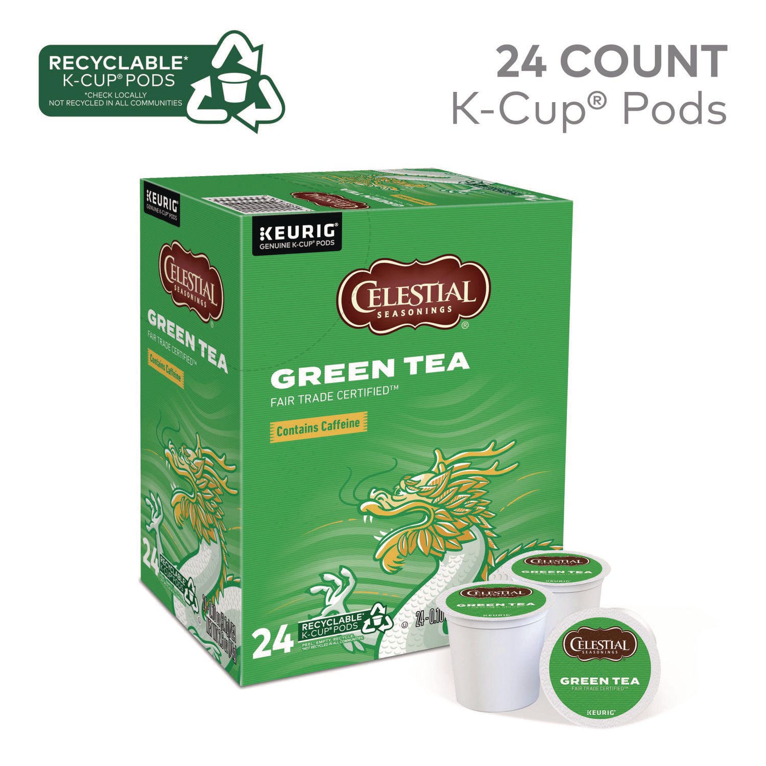 Celestial Seasonings Green Tea K-Cups, 24/Box (14734)