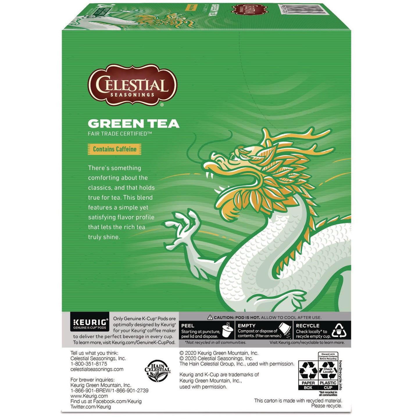 Celestial Seasonings Green Tea K-Cups, 96/Carton (14734CT)