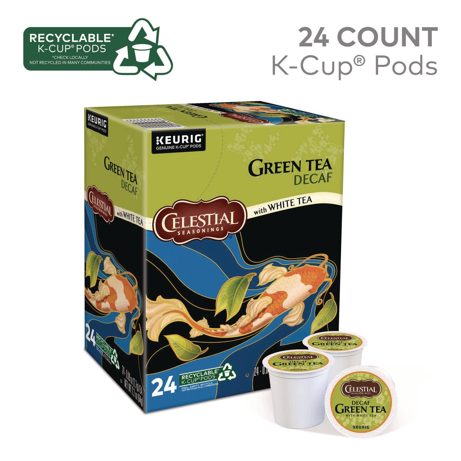 Celestial Seasonings Decaffeinated Green Tea K-Cups, 24/Box (14737)