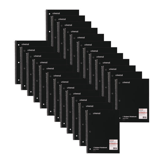 Universal Wirebound Notebook, 1-Subject, Wide/Legal Rule, Black Cover, (70) 10.5 x 8 Sheets (66620)