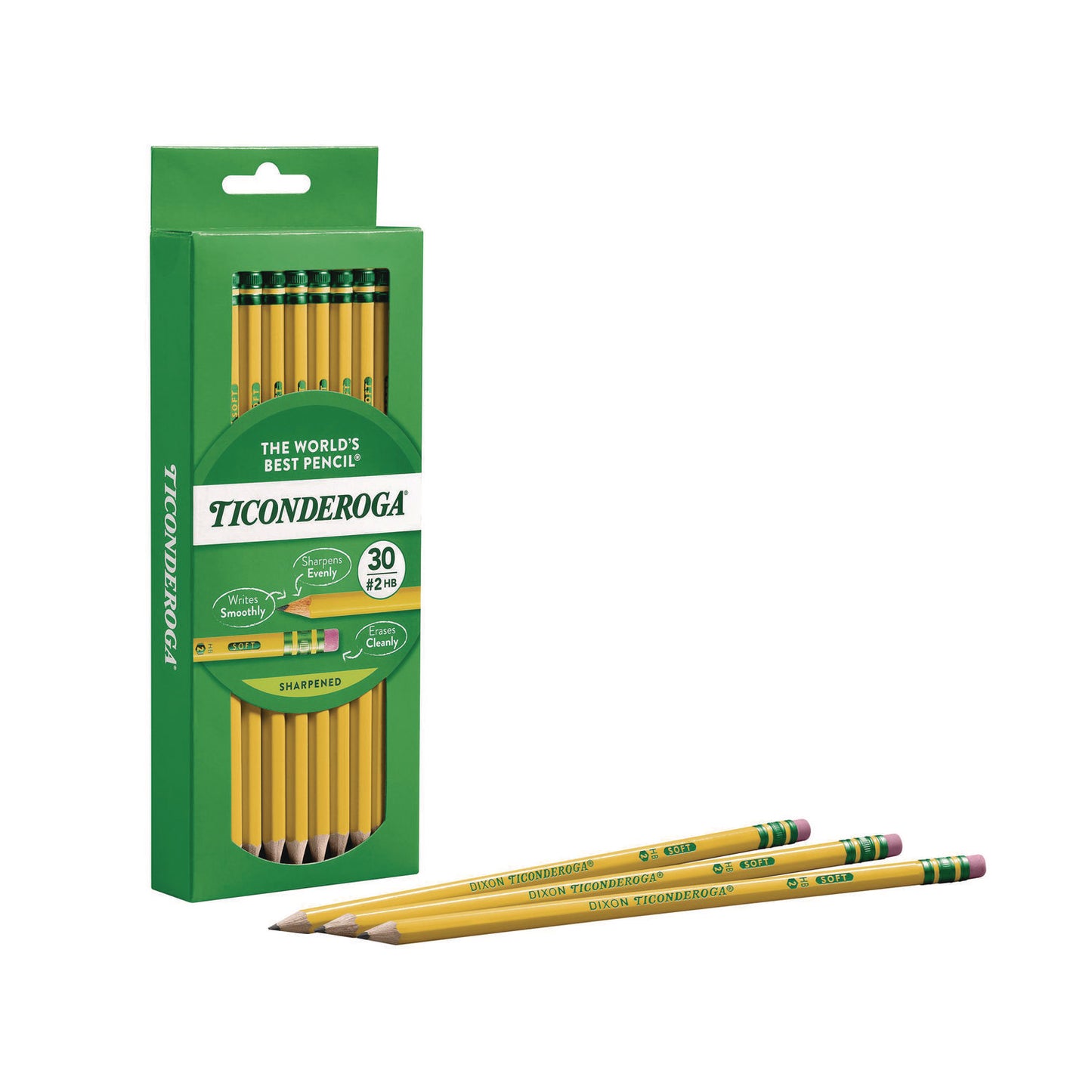 Ticonderoga Pre-Sharpened Pencil, HB (#2), Black Lead, Yellow Barrel, 30/Pack (13830)